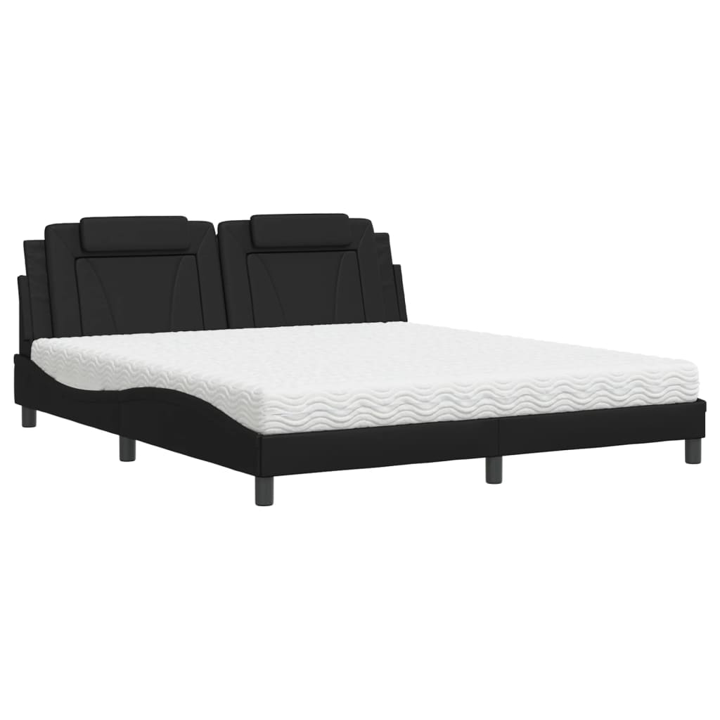 vidaXL Letto con Materasso Nero 180x200 cm in Similpelle