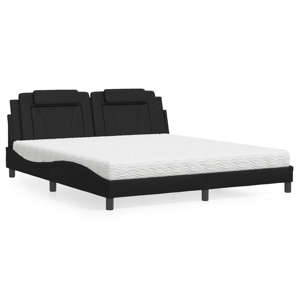 vidaXL Letto con Materasso Nero 180x200 cm in Similpelle