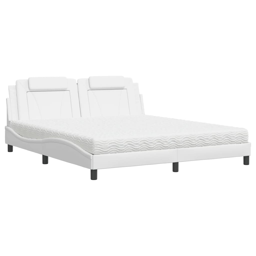 Letto Viana con Materasso Bianco 180x200 cm in Similpelle 3208811