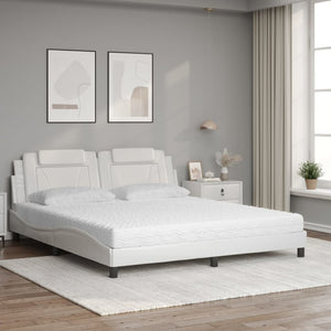 Letto Viana con Materasso Bianco 180x200 cm in Similpelle 3208811