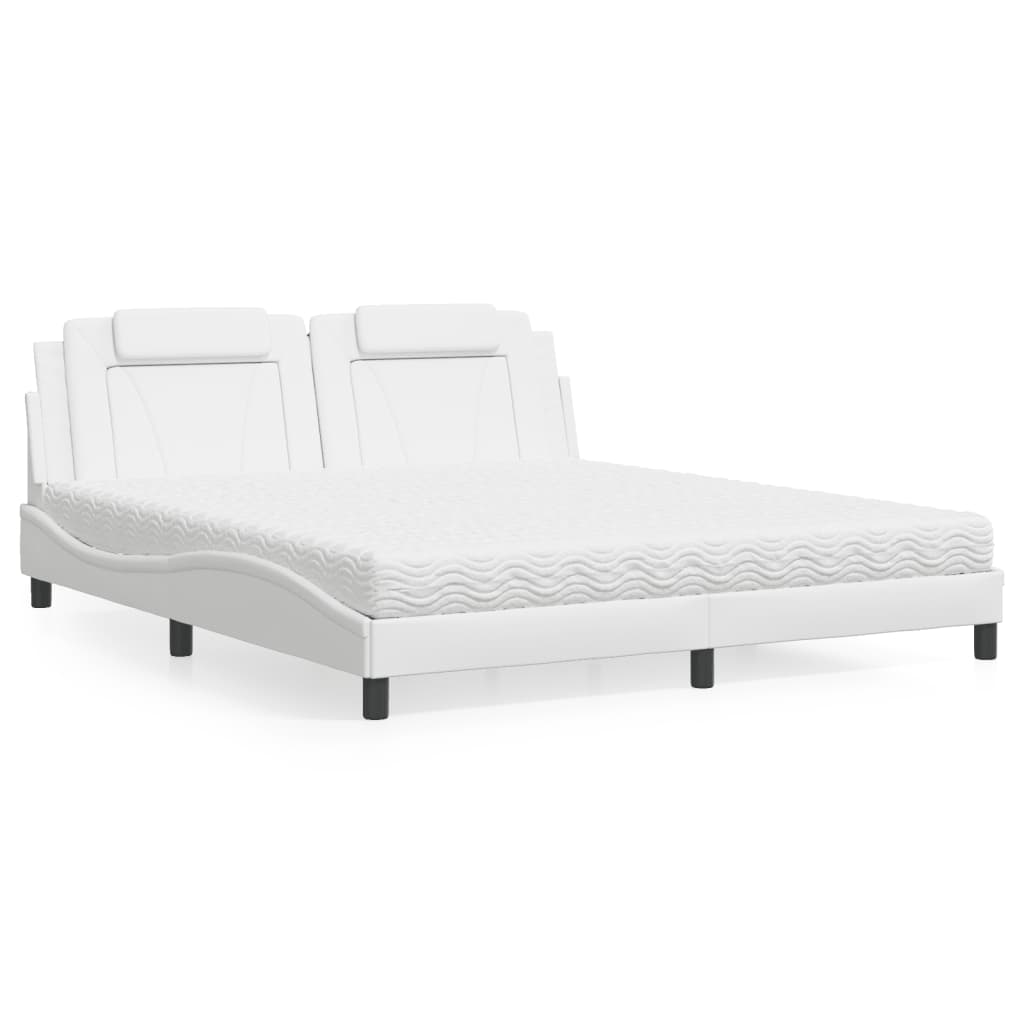 Letto Viana con Materasso Bianco 180x200 cm in Similpelle 3208811