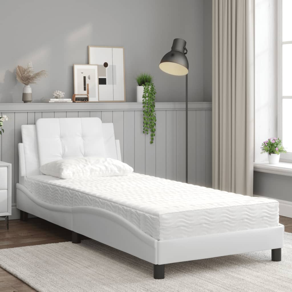 Giroletto senza Materasso-Struttura Letto Zadar Bianco 80x200 cm in Similpelle 358977