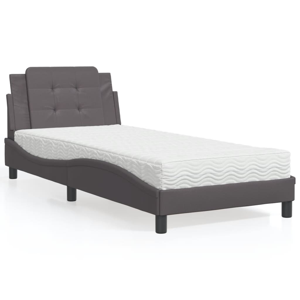 vidaXL Letto con Materasso Grgio 80x200 cm in Similpelle