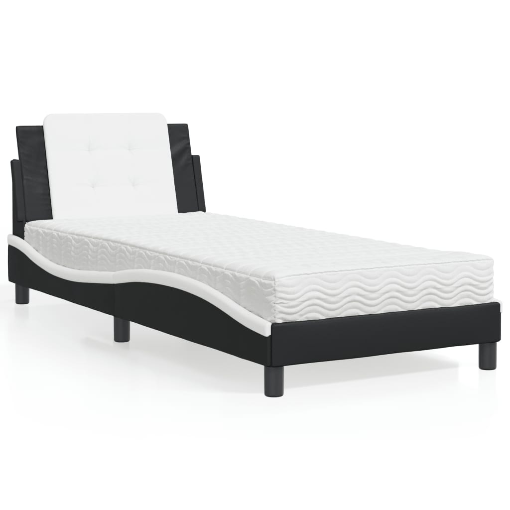 Giroletto senza Materasso-Struttura Letto Zadar Nero e Bianco 80x200 cm in Similpelle 501177