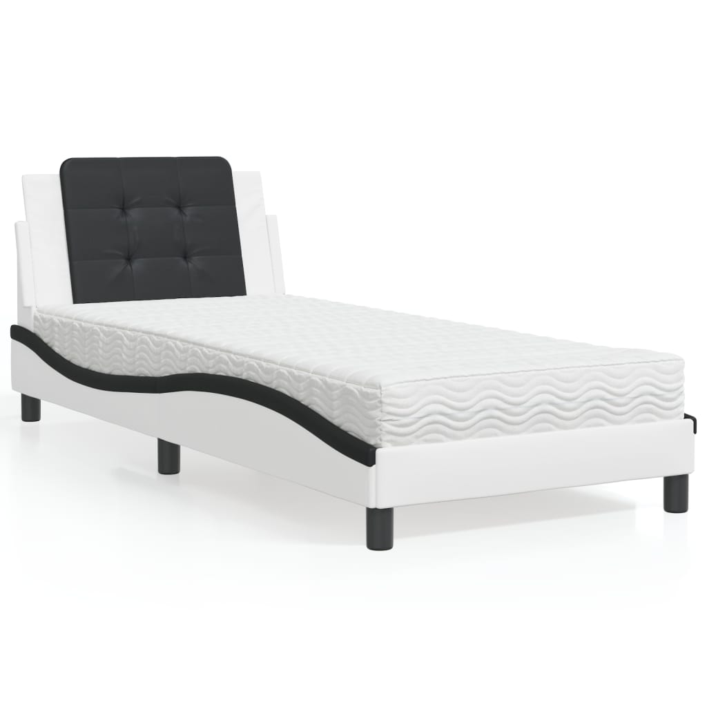 Giroletto senza Materasso-Struttura Letto Zadar Nero e Bianco 80x200 cm in Similpelle 476082