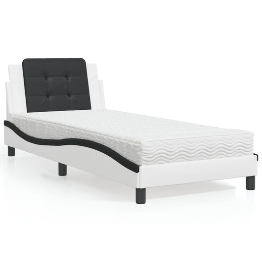 Giroletto senza Materasso-Struttura Letto Zadar Nero e Bianco 80x200 cm in Similpelle 476082