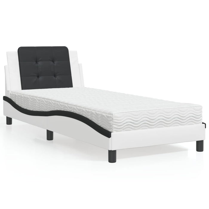 Giroletto senza Materasso-Struttura Letto Zadar Nero e Bianco 80x200 cm in Similpelle 476082