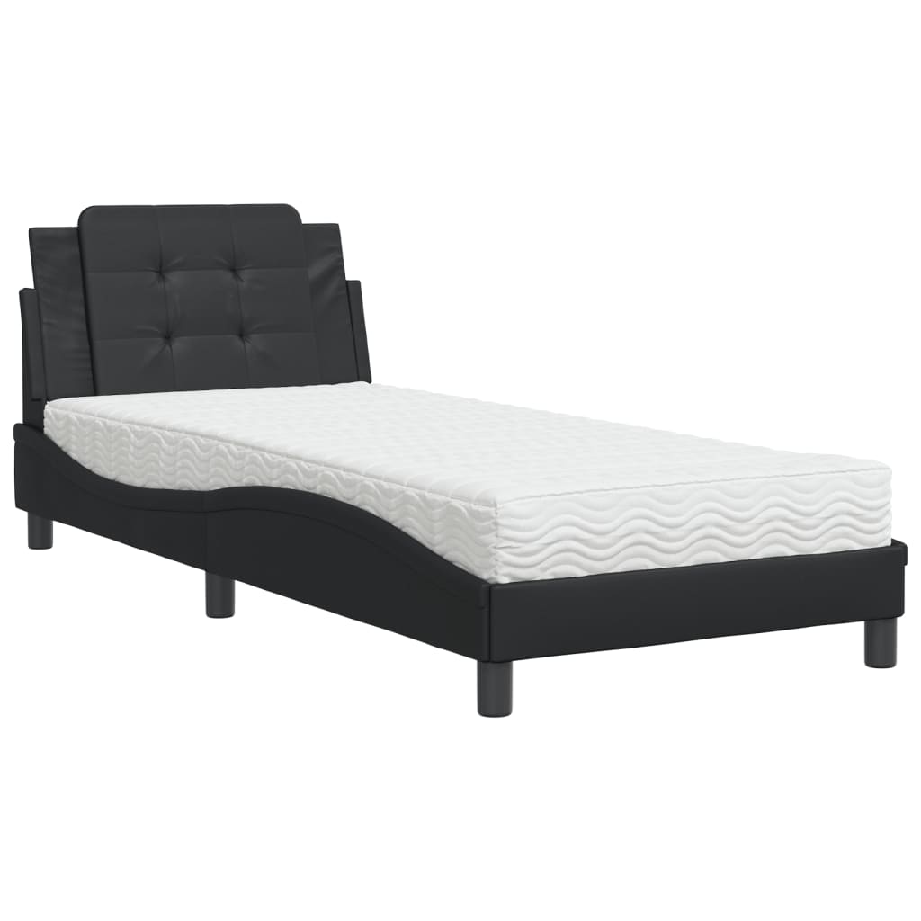 Giroletto senza Materasso-Struttura Letto Zadar Nero 90x190 cm in Similpelle 505327