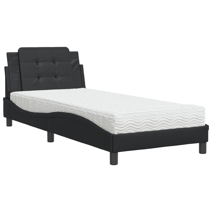 Giroletto senza Materasso-Struttura Letto Zadar Nero 90x190 cm in Similpelle 505327