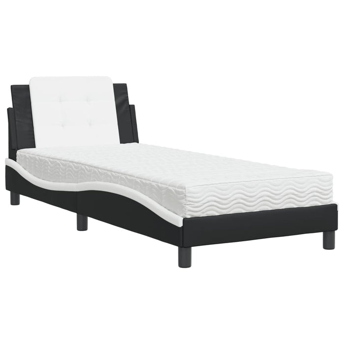vidaXL Letto con Materasso Nero e Bianco 90x190 cm in Similpelle