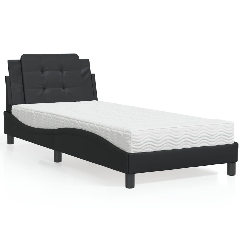 Giroletto senza Materasso-Struttura Letto Zadar Nero 90x200 cm in Similpelle 928019