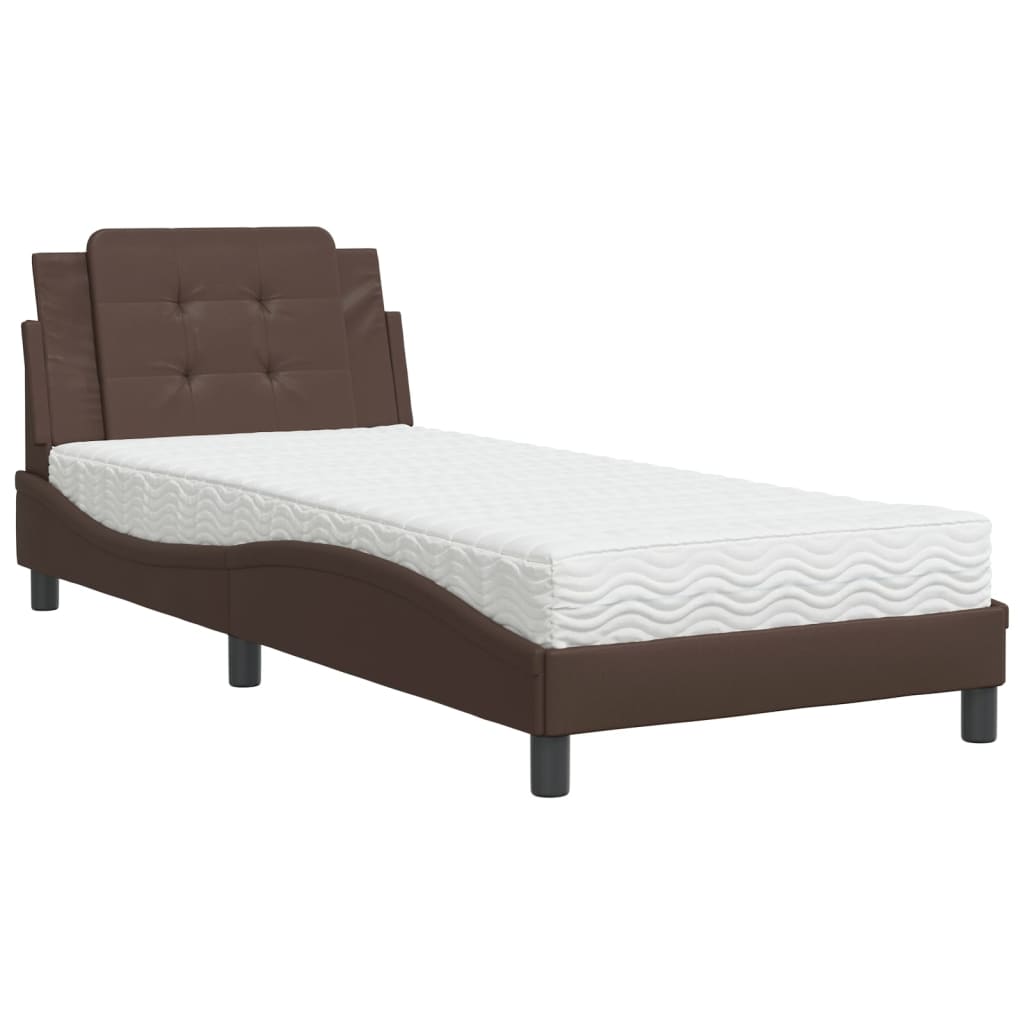 Giroletto senza Materasso-Struttura Letto Zadar Marrone 90x200 cm in Similpelle 439511