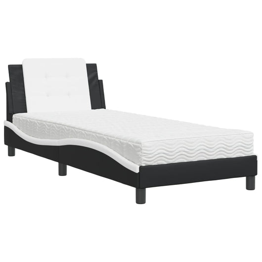 Giroletto senza Materasso-Struttura Letto Zadar Nero e Bianco 90x200 cm in Similpelle 308865