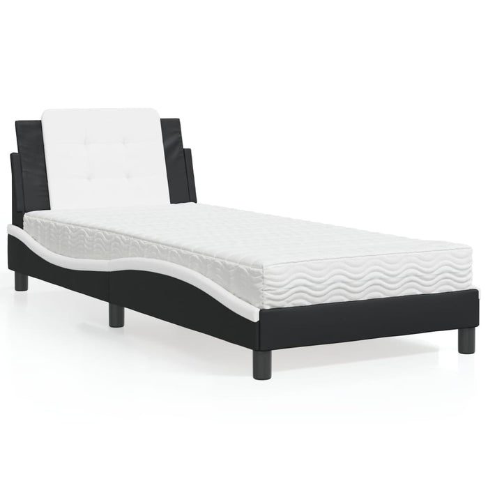 Giroletto senza Materasso-Struttura Letto Zadar Nero e Bianco 90x200 cm in Similpelle 308865