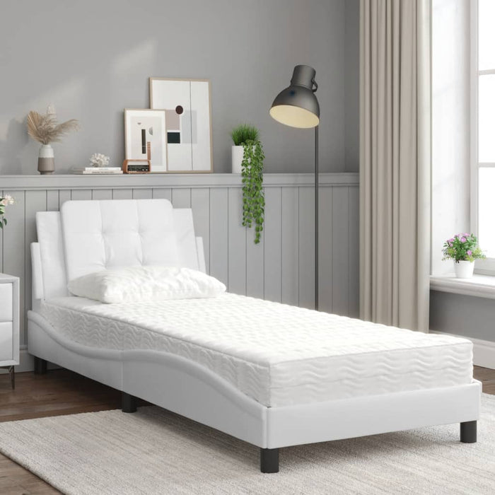Giroletto senza Materasso-Struttura Letto Zadar Bianco 100x200 cm in Similpelle 340803