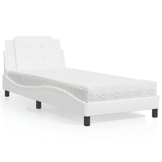 Giroletto senza Materasso-Struttura Letto Zadar Bianco 100x200 cm in Similpelle 340803