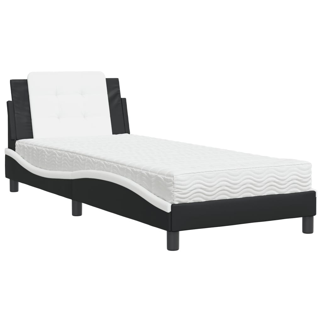 Giroletto senza Materasso-Struttura Letto Zadar Nero e Bianco 100x200 cm in Similpelle 486875