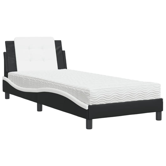 Giroletto senza Materasso-Struttura Letto Zadar Nero e Bianco 100x200 cm in Similpelle 486875