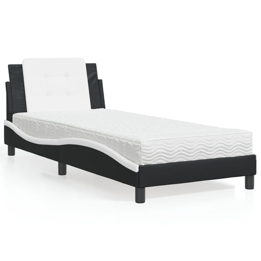 Giroletto senza Materasso-Struttura Letto Zadar Nero e Bianco 100x200 cm in Similpelle 486875