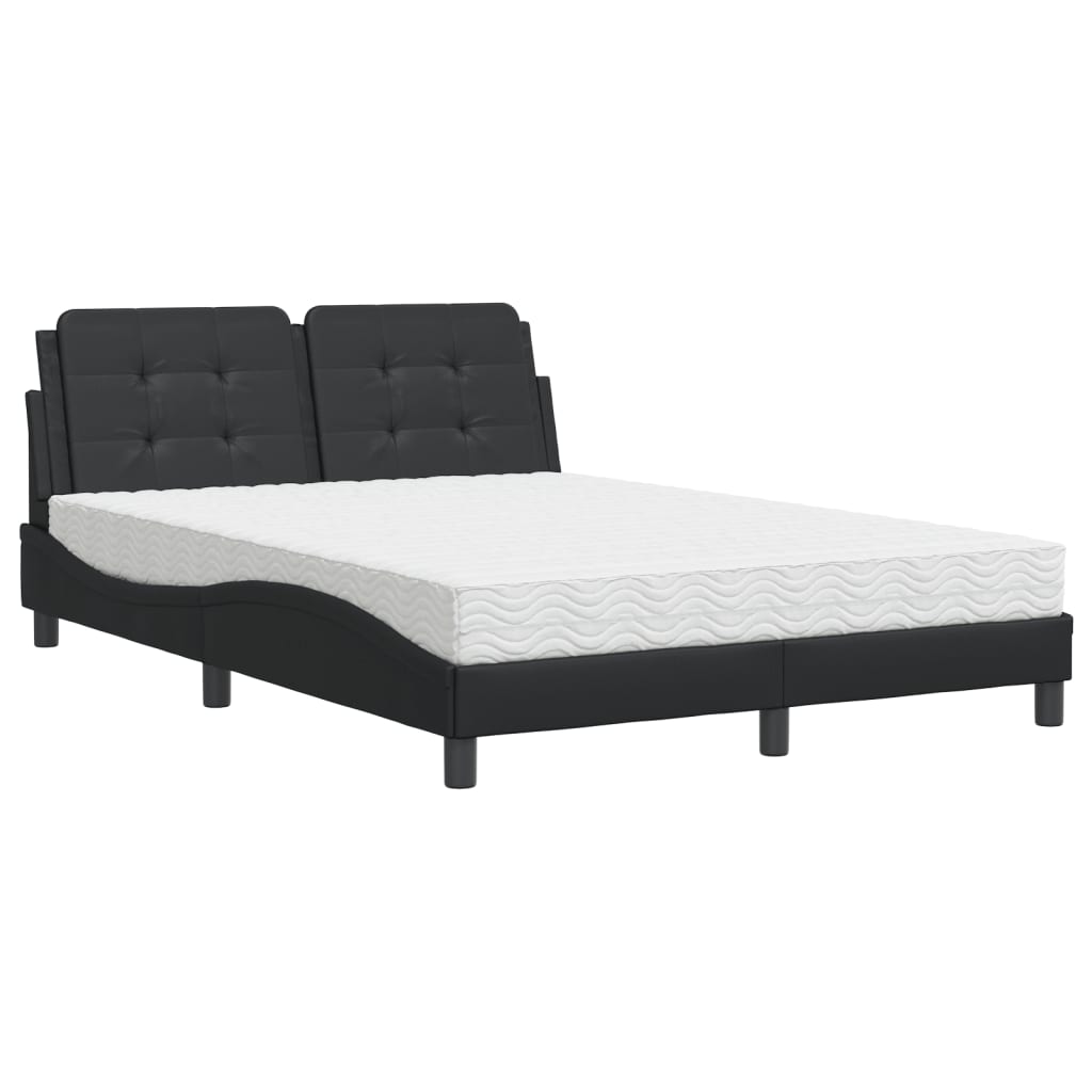 vidaXL Letto con Materasso Nero 140x190 cm in Similpelle
