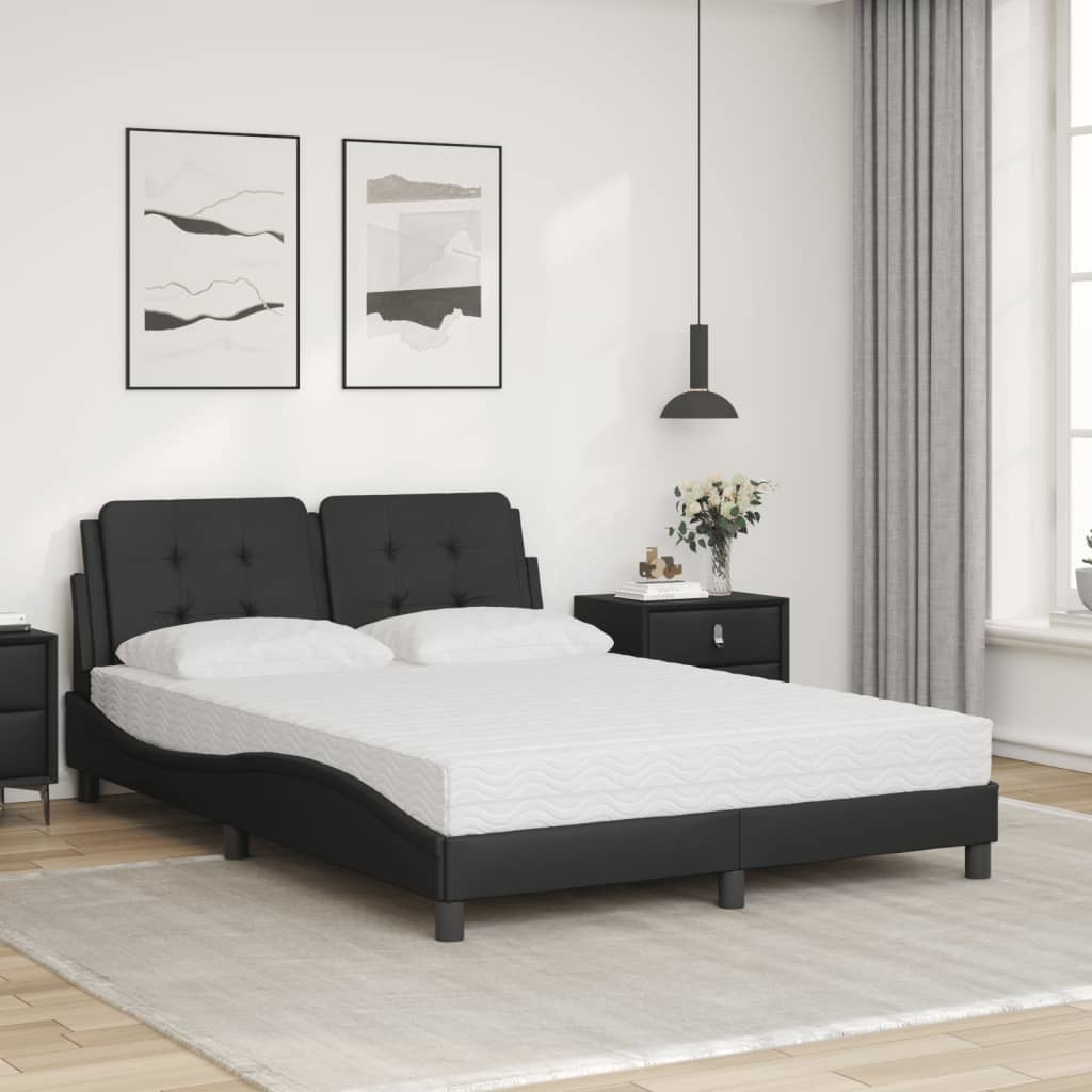 vidaXL Letto con Materasso Nero 140x190 cm in Similpelle
