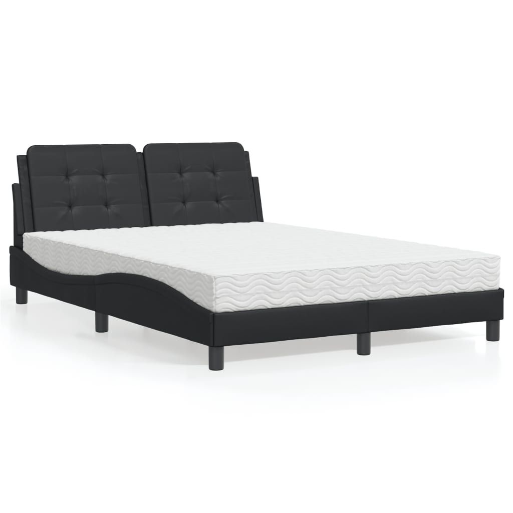 vidaXL Letto con Materasso Nero 140x190 cm in Similpelle