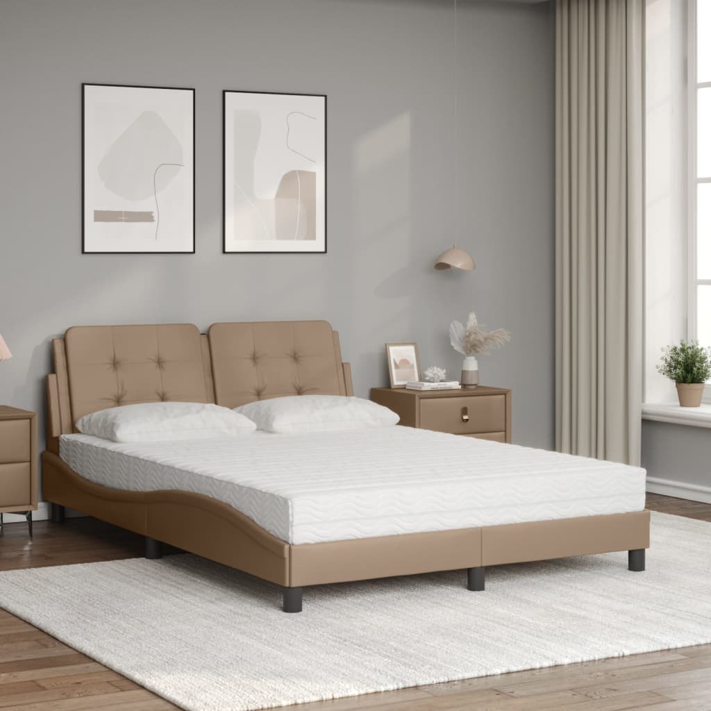 Letto con Materasso Zadar Cappuccino 140x200cm Similpelle 3208870