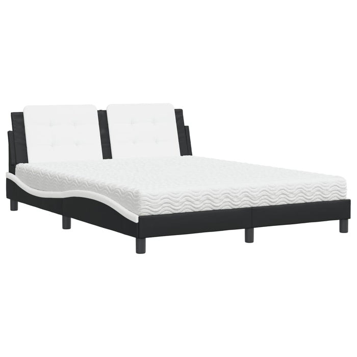 Letto con Materasso Zadar Nero e Bianco 160x200cm Similpelle 3208878