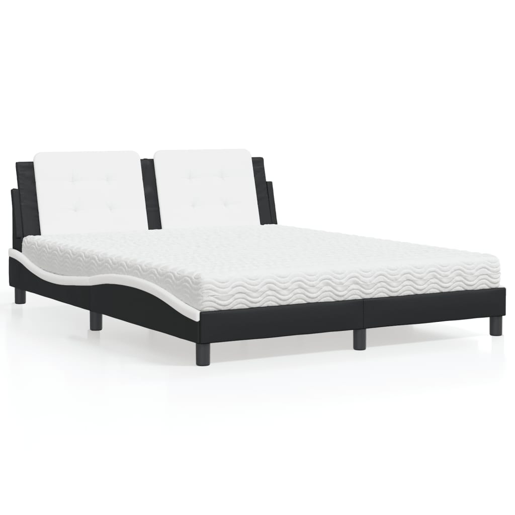 Letto con Materasso Zadar Nero e Bianco 160x200cm Similpelle 3208878