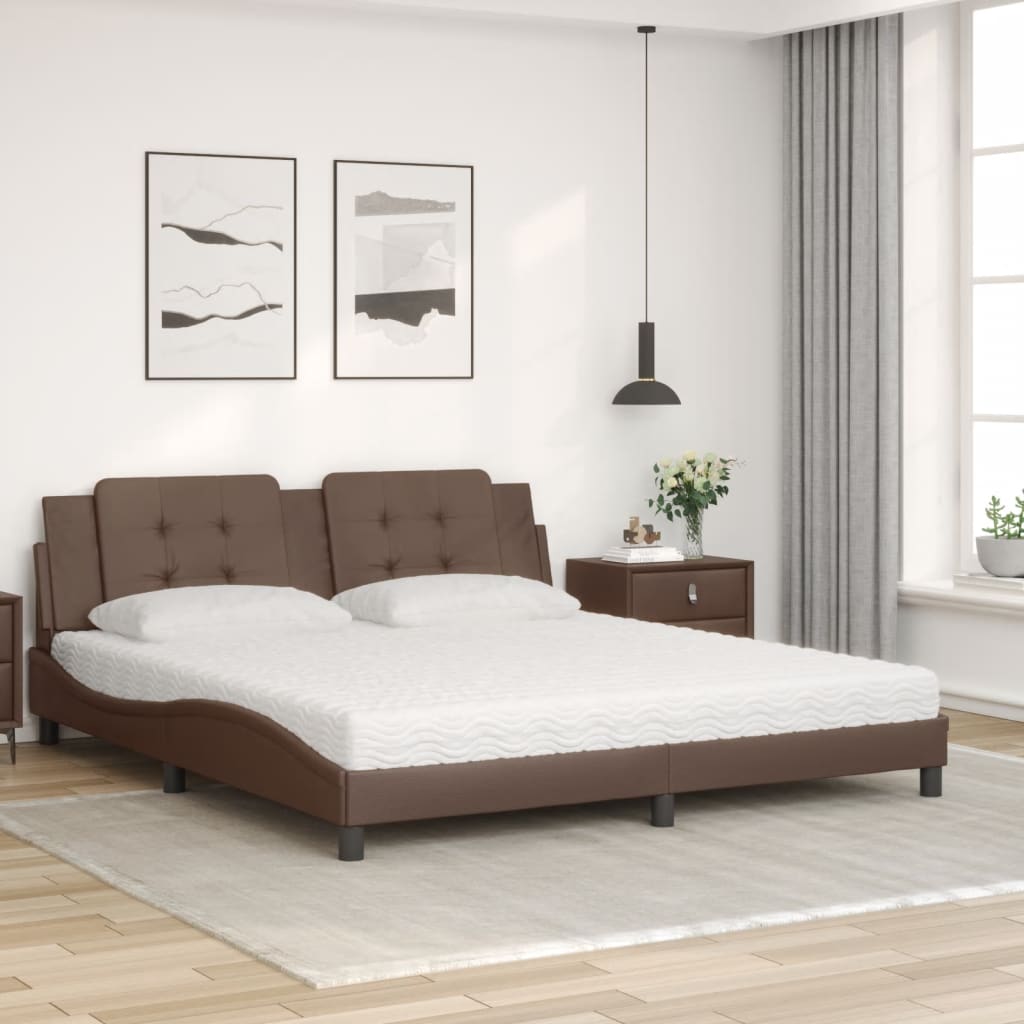 Letto con Materasso Zadar Marrone 180x200cm in Similpelle 3208882