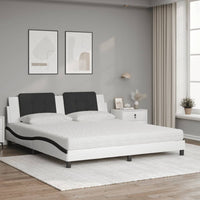 Letto con Materasso Zadar Bianco e Nero 180x200cm Similpelle 3208886