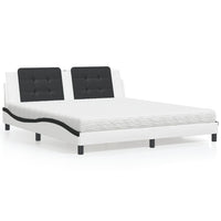 Letto con Materasso Zadar Bianco e Nero 180x200cm Similpelle 3208886