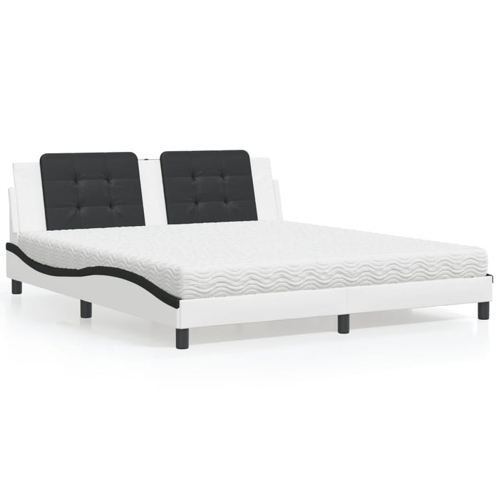 Letto con Materasso Zadar Bianco e Nero 180x200cm Similpelle 3208886