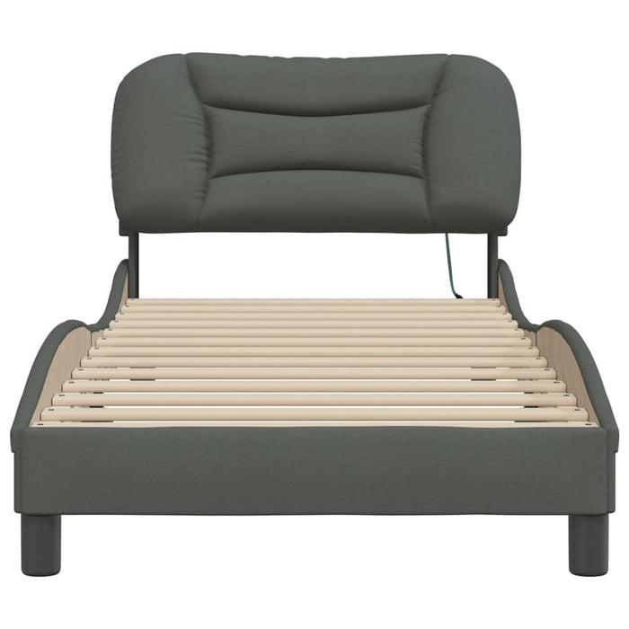 Giroletto con LED senza Materasso Hvar Grigio Scuro 90x200cm Tessuto 3213677