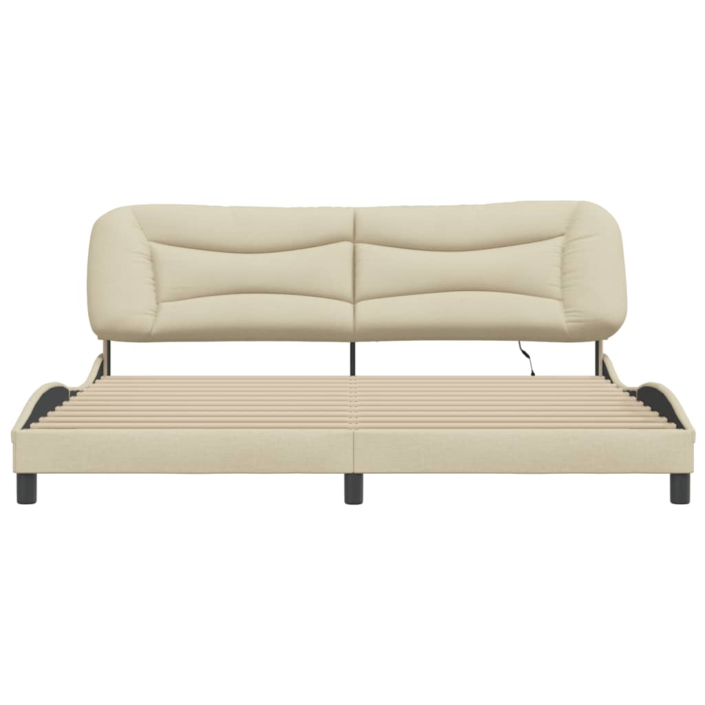 Giroletto con LED senza Materasso Hvar Crema 200x200 cm in Tessuto 3213730