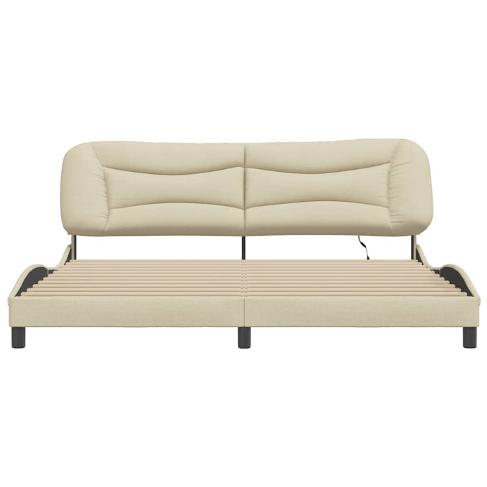 Giroletto con LED senza Materasso Hvar Crema 200x200 cm in Tessuto 3213730