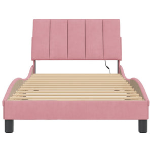 Giroletto con LED senza Materasso Hanko Rosa 100x200 cm in Velluto 3213768