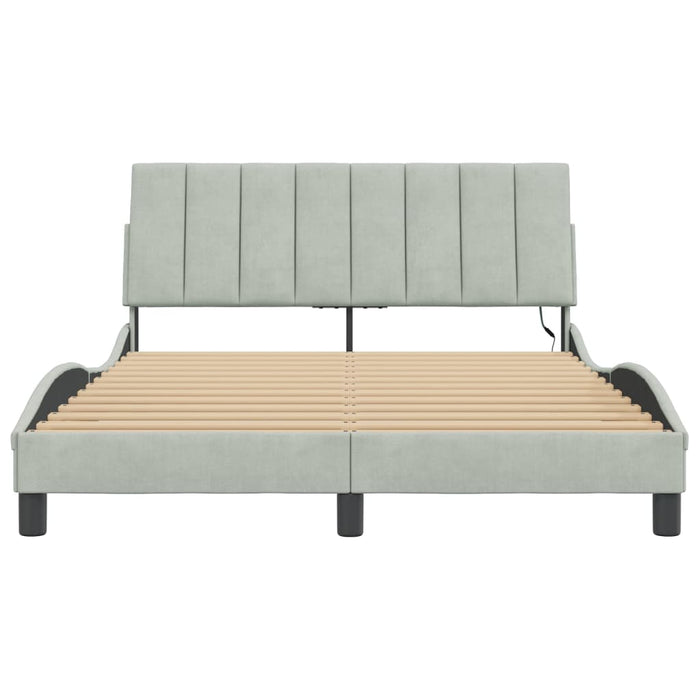 Giroletto con LED senza Materasso Hanko Grigio Chiaro 120x200 cm in Velluto 3213769