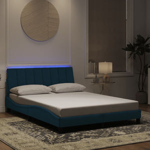 Giroletto con LED senza Materasso-Struttura Letto con LED Hanko Blu 120x200 cm in Velluto