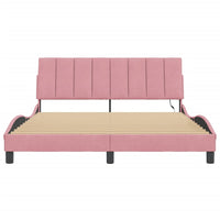 Giroletto con LED senza Materasso Hanko Rosa 160x200 cm in Velluto 3213792