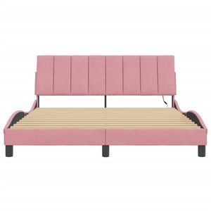 Giroletto con LED senza Materasso Hanko Rosa 160x200 cm in Velluto 3213792