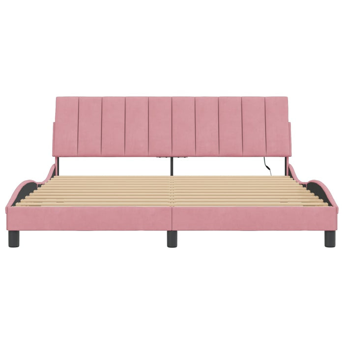 Giroletto con LED senza Materasso Hanko Rosa 180x200 cm in Velluto 3213798