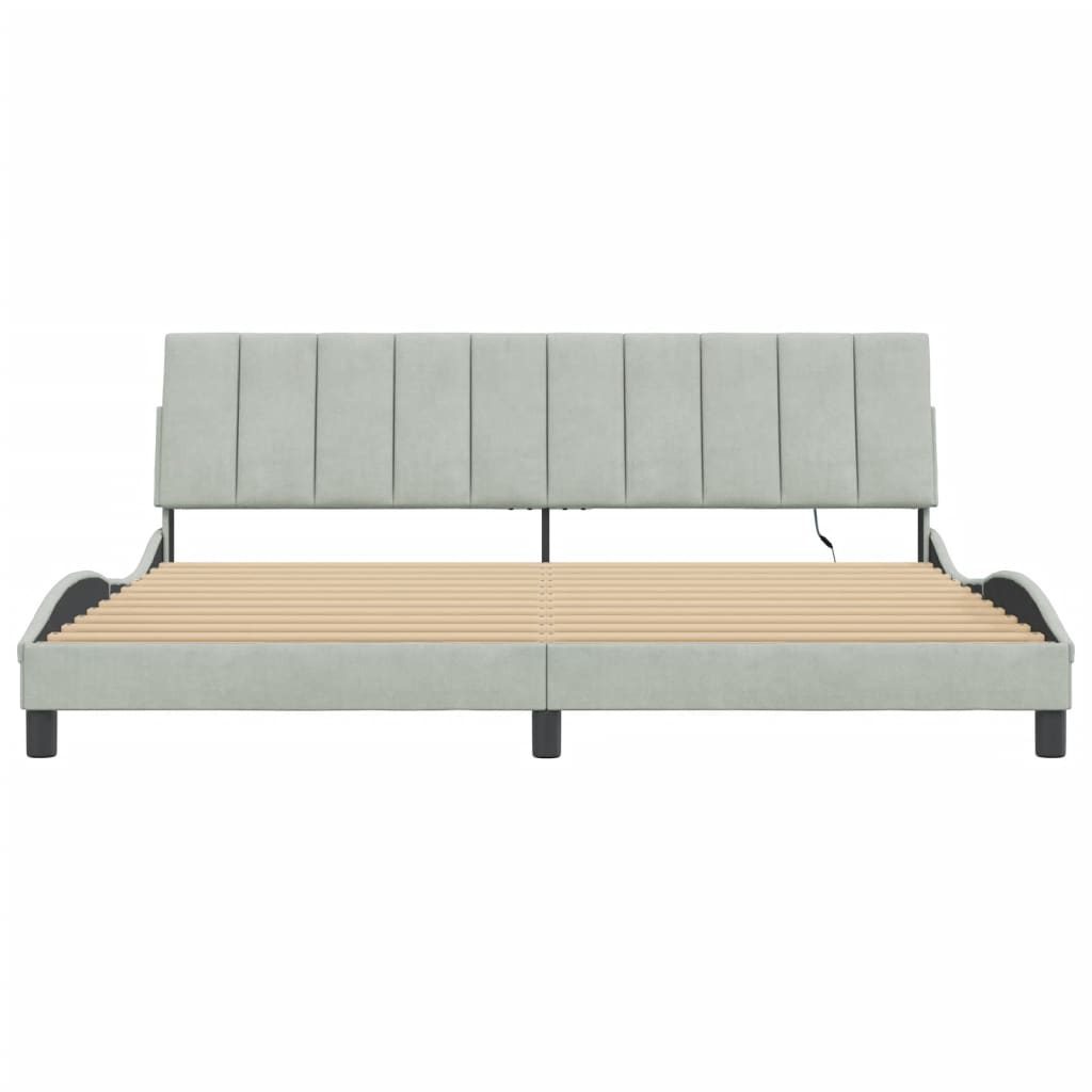 Giroletto con LED senza Materasso-Struttura Letto con LED Hanko Grigio Chiaro 200x200 cm in Velluto