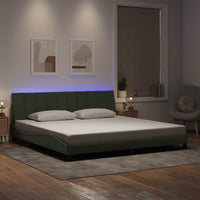 Giroletto con LED senza Materasso-Struttura Letto con LED Hanko Grigio Chiaro 200x200 cm in Velluto