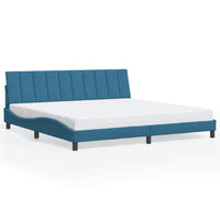 Giroletto con LED senza Materasso-Struttura Letto con LED Hanko Blu 200x200 cm in Velluto