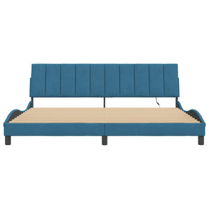 Giroletto con LED senza Materasso-Struttura Letto con LED Hanko Blu 200x200 cm in Velluto