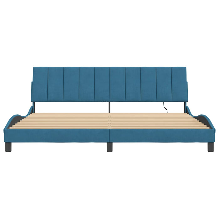 Giroletto con LED senza Materasso-Struttura Letto con LED Hanko Blu 200x200 cm in Velluto