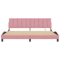 Giroletto con LED senza Materasso-Struttura Letto con LED Hanko Rosa 200x200 cm in Velluto