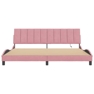 Giroletto con LED senza Materasso-Struttura Letto con LED Hanko Rosa 200x200 cm in Velluto