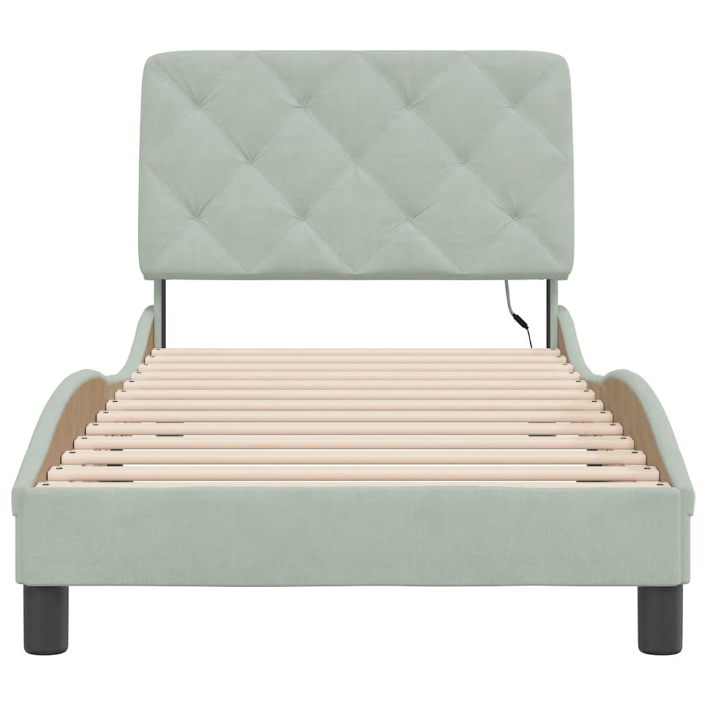 Giroletto con LED senza Materasso Grigio Chiaro 80x200 cm in Velluto 3213819